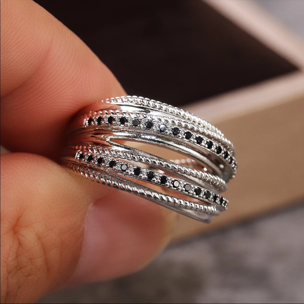 New Women’s 925 Silver Stackable Sapphire Ring - Picture 1 of 5